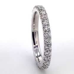 Eternity band in 18K WG with U-prong set (30) round diamonds.  D0.84ct.t.w.  Size 6