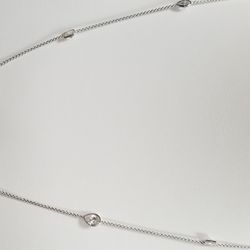 19' Diamonds by the yard necklace in 18K WG with bezel set princess, pear, & radiant diamonds.  D3.56ct.t.w.