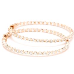 2' Inside out hoop earrings in rose gold with prong set (78) round diamonds & with special spring lock.  D3.69ct.t.w.