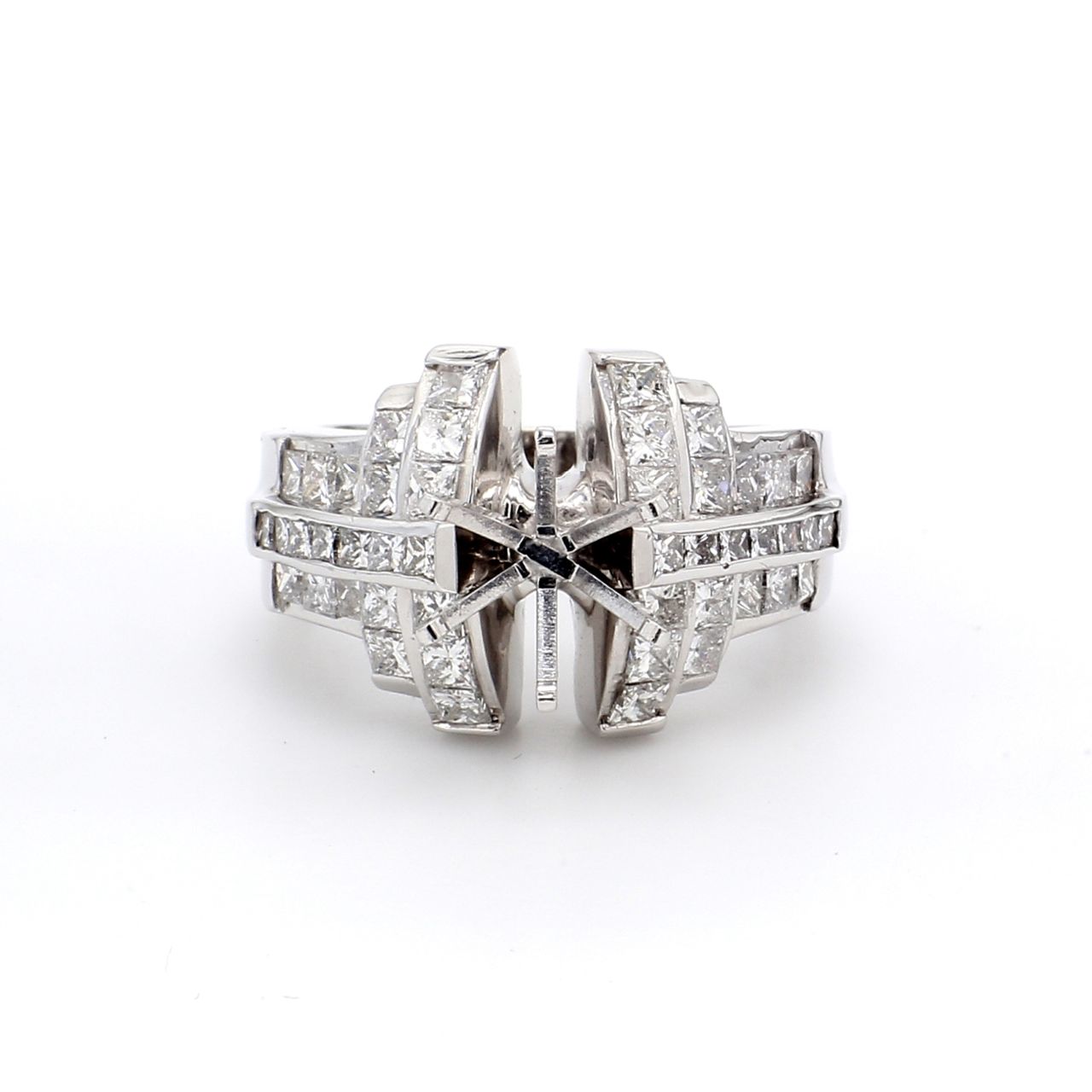 Step style semi-mount with princess cut diamonds.  D1.90ct.t.w.