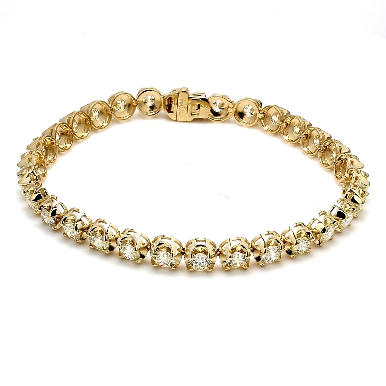 7' Tennis bracelet with crown head prong set (30) round diamonds.  D8.24ct.t.w.