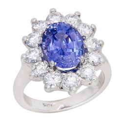 Tanzanite and Diamond Engagement Ring