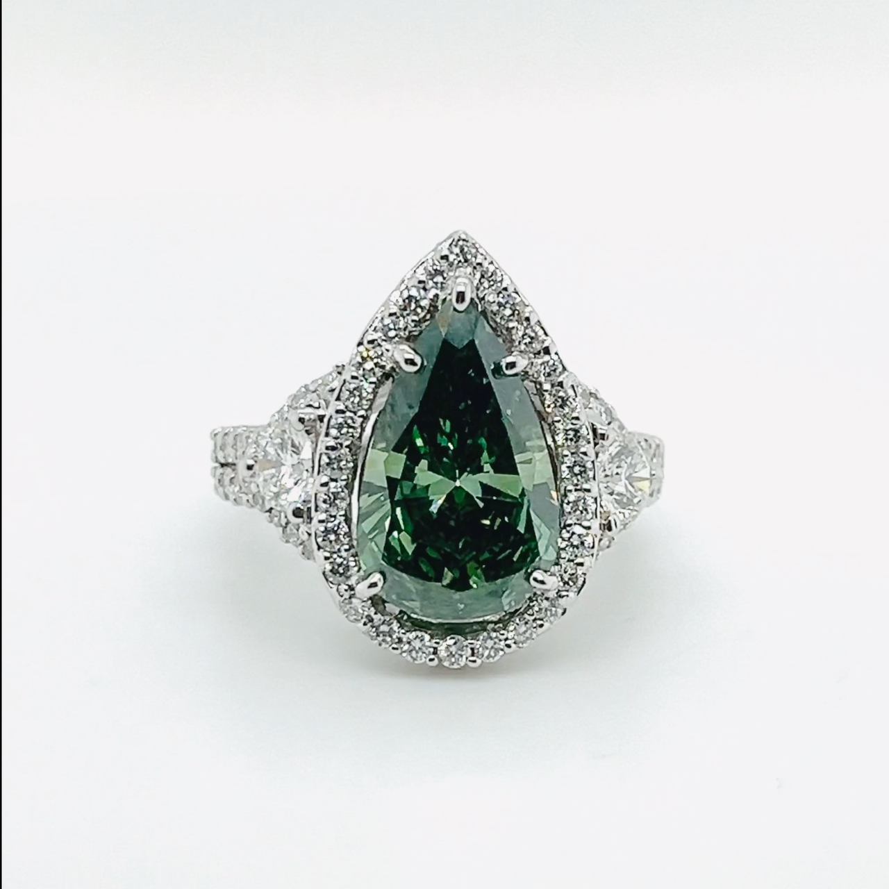 5.32 PB Pear Shape Fancy Deep Green Treated Color Natural Diamond I1 GIA#6234101794