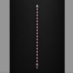 14K WHITE GOLD, DMS. WHITE 2.02CTS ROUND, RUBY OVAL 6.36CTS BRACELET