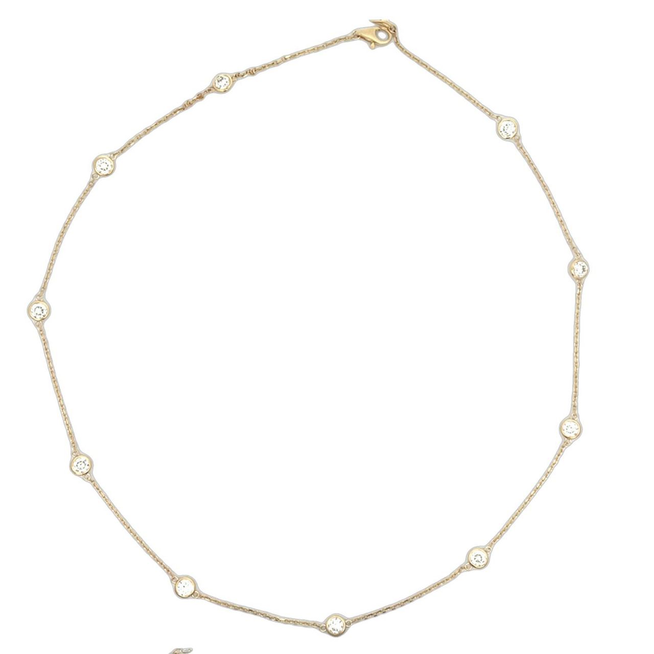 18' Diamonds by the yard in yellow gold with bezel set (10) round diamonds.  D2.42ct.t.w.