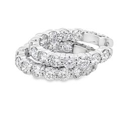 0.75' Inside out hoop earrings with prong set (24) round diamonds.  D3.86ct.t.w.