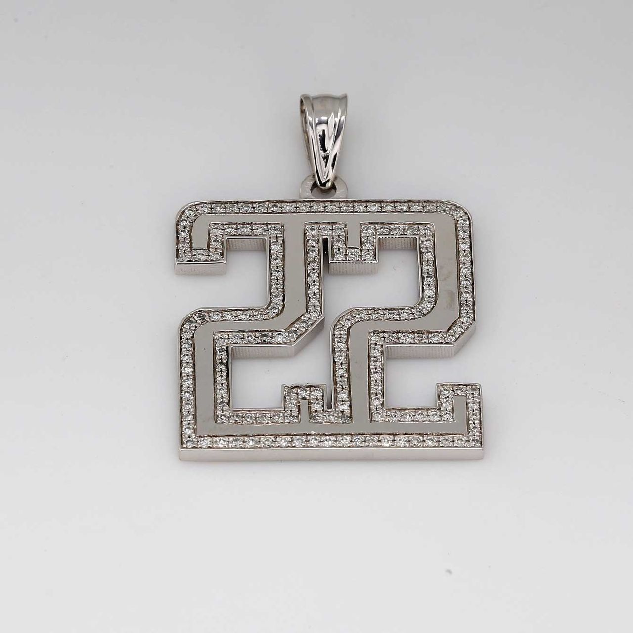 Pendant number '22' with micro pave round diamonds.  D0.35ct.t.w.