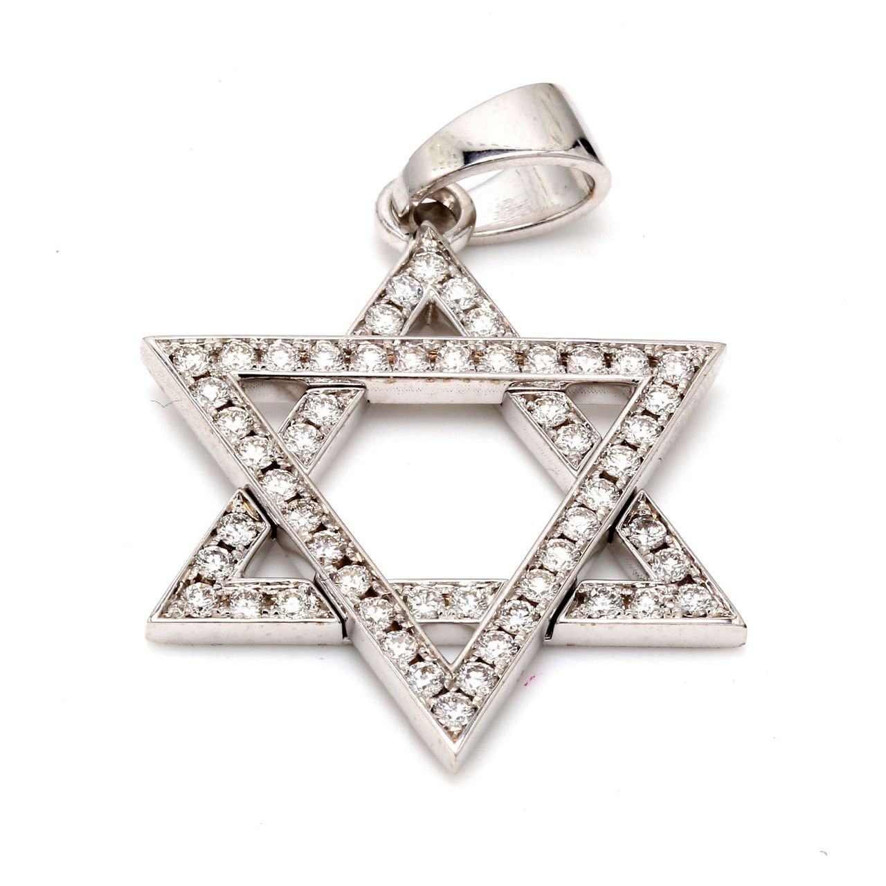 Star of David pendant in 18K WG with pave set (54) round diamonds.  D1.61ct.t.w.