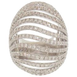 Fashion dome ring  in 18K WG with 12-row prong set round diamonds.  D4.46ct.t.w.