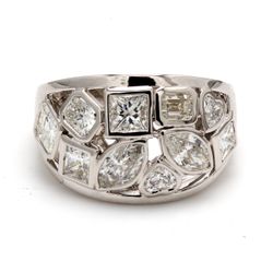 Fashion ring with bezel set (10) mixed shape diamonds.  D2.43ct.t.w.  Size 6.75