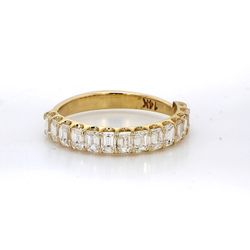 Halfway band in 14K YG with U-prong set (14) emerald cut diamonds.  D1.21ct.t.w.  Size 5.5