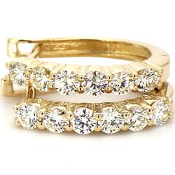 0.50' Hoop earrings in yellow gold with prong set (12) round diamonds.  D1.08ct.t.w.