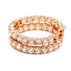 1.25' Inside out hoop earrings in 14K RG with prong set (36) round diamonds.  D8.32ct.t.w.
