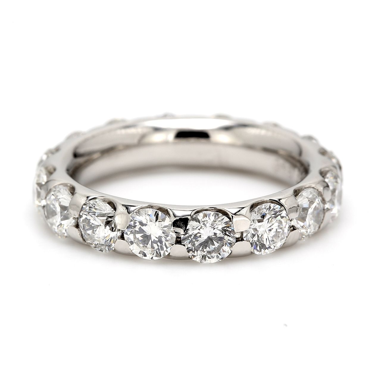 Eternity band in platinum with U-prong set (16) round diamonds.  D4.12ct.t.w.  Size 7