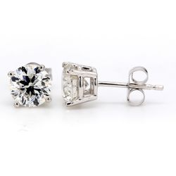 Push back stud earrings with 4-prong set round diamonds.  D1.92ct.t.w.