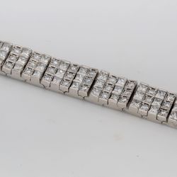 7' 3-row tennis bracelet with prong set round and princess cut diamonds.  D8.14ct.t.w.