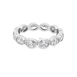 Eternity band east west style in 18K WG with bezel set (12) oval diamonds.  D1.61ct.t.w.  Size 6