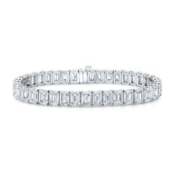 7' Tennis bracelet in platinum with 4-prong claw basket set GIA certified G-I/VVS1-VS2 (45) emerald cut diamonds.  D22.75ct.t.w.