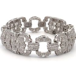 Antique bracelet in 18K WG with pave set rounds & channel set baguette diamonds.  D2.81ct.t.w.