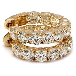0.75' Inside out hoop earrings in 14K YG with prong set (20) round diamonds.  D6.40ct.t.w.