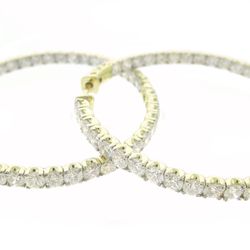 1' Inside out hoop earrings with U-prong set (38) round diamonds.  D2.72ct.t.w.