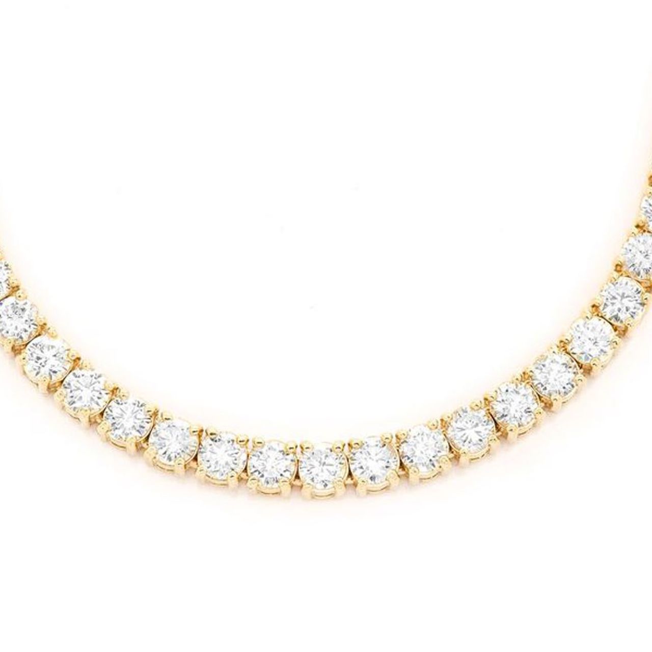 22' Tennis necklace in 18K YG with basket prong set (127) round diamonds.  D38.48ct.t.w.