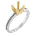 18K White/Yellow Gold 6 mm Cushion Engagement Ring Mounting