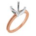 14K Rose/White Gold 8 mm Cushion Engagement Ring Mounting