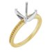 14K Yellow/White Gold 7 mm Asscher Engagement Ring Mounting