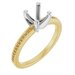 14K Yellow/White Gold 6 mm Cushion Engagement Ring Mounting